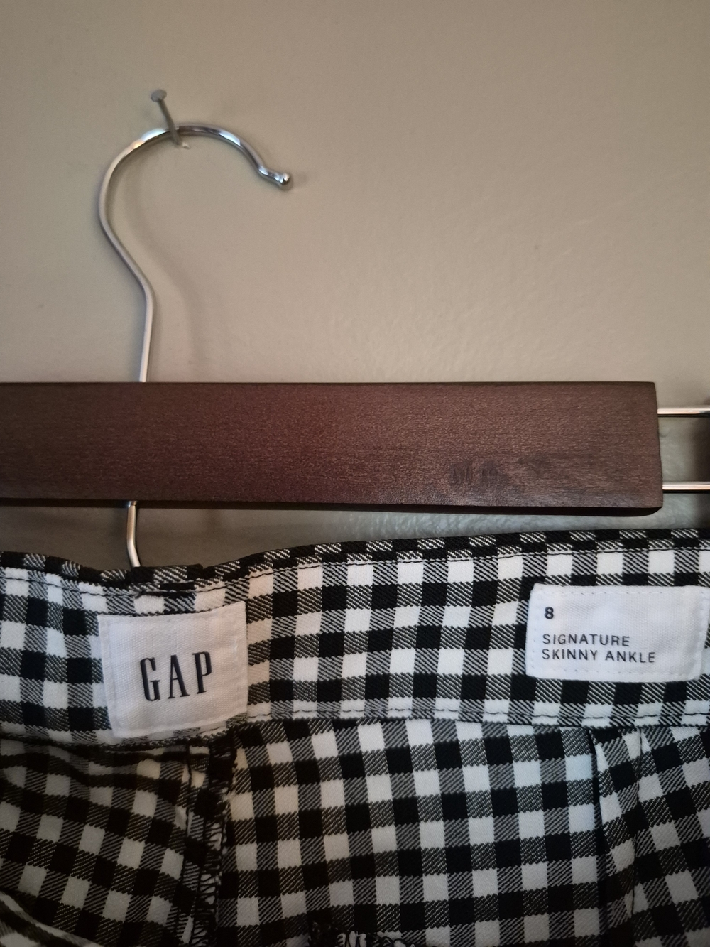 GAP Signature Skinny Ankle Pants Gingham Black & White Size 8 - Picture 3 of 5